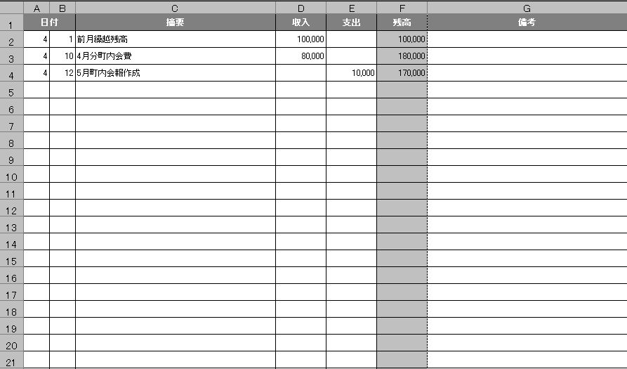 町内会 自治会などの決算報告のための会計帳簿のテンプレート エクセル Excel 01 文書 テンプレートの無料ダウンロード